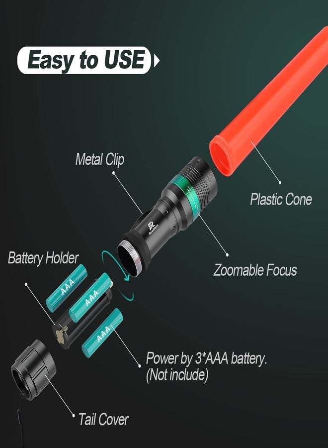 RoadHero 2 Pack Traffic Wand,11 Inch Flashlight Led Traffic Control Baton, Small Orange Safety Wands, Air Marshaling Wand with 5 Flashing Modes, Night Signal Light for Airport, Parking Directing - Image 5